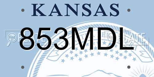 853MDL Kansas License Plate