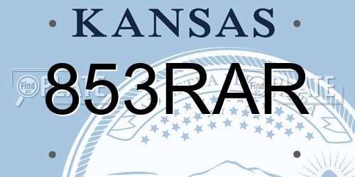 853RAR Kansas License Plate