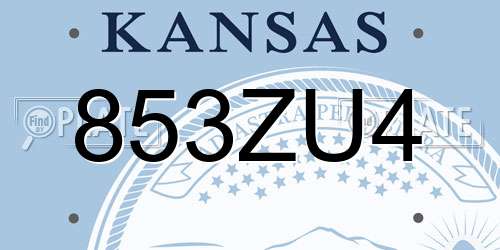 853ZU4 Kansas License Plate