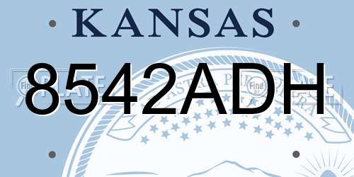 8542ADH Kansas License Plate