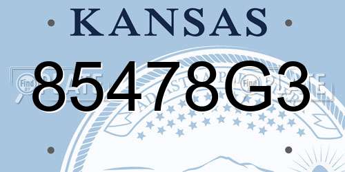85478G3 Kansas License Plate