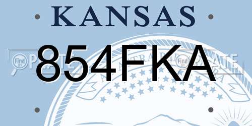 854FKA Kansas License Plate