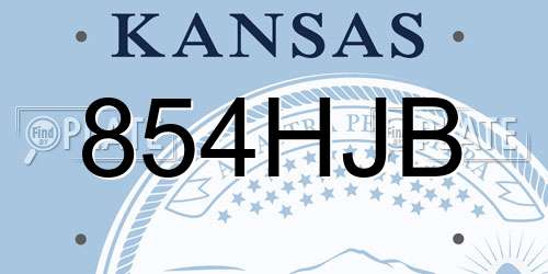 854HJB Kansas License Plate