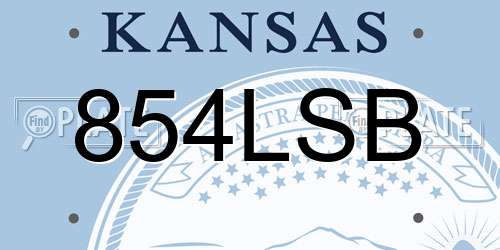 854LSB Kansas License Plate
