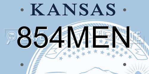 854MEN Kansas License Plate