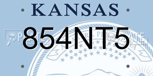854NT5 Kansas License Plate