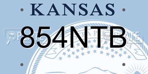 854NTB Kansas License Plate