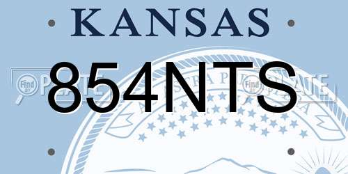 854NTS Kansas License Plate