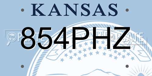 854PHZ Kansas License Plate