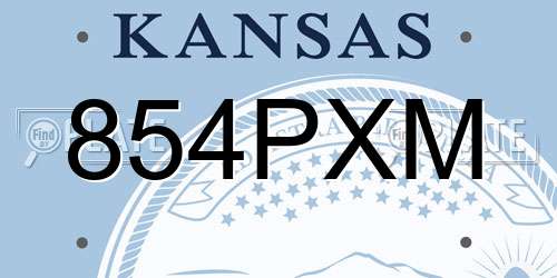 854PXM Kansas License Plate
