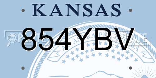 854YBV Kansas License Plate