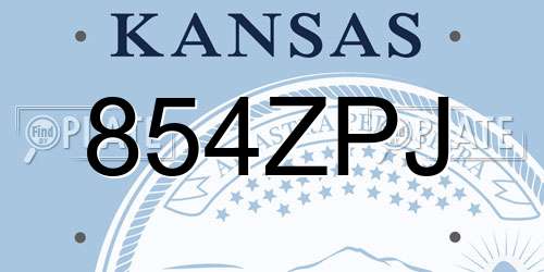 854ZPJ Kansas License Plate