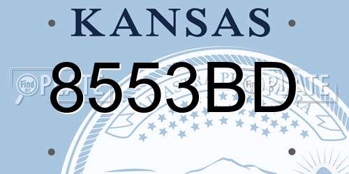 8553BD Kansas License Plate