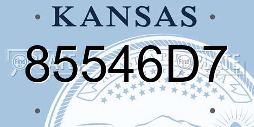 85546D7 Kansas License Plate