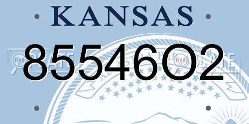 85546O2 Kansas License Plate