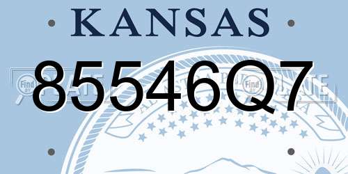 85546Q7 Kansas License Plate