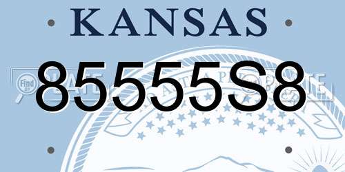 85555S8 Kansas License Plate