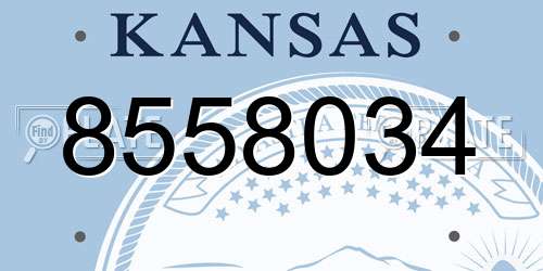 8558034 Kansas License Plate