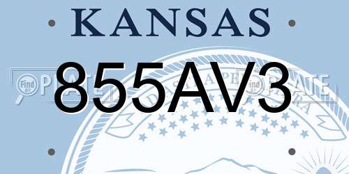 855AV3 Kansas License Plate