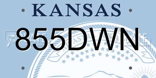 855DWN Kansas License Plate