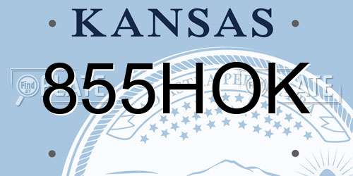 855HOK Kansas License Plate