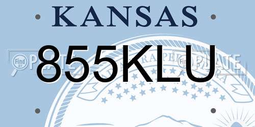 855KLU Kansas License Plate
