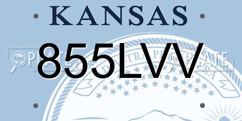 855LVV Kansas License Plate