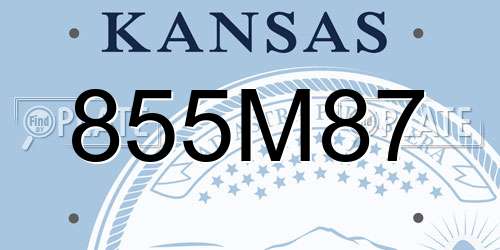 855M87 Kansas License Plate