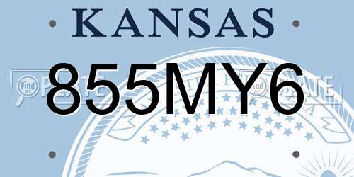 855MY6 Kansas License Plate