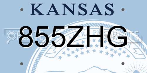 855ZHG Kansas License Plate