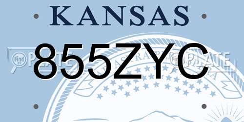 855ZYC Kansas License Plate