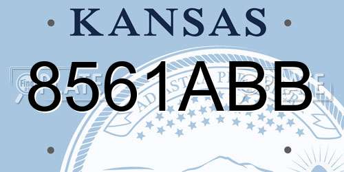 8561ABB Kansas License Plate
