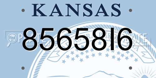 85658I6 Kansas License Plate