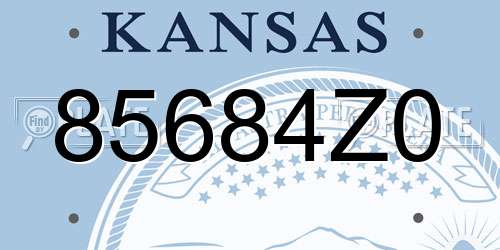 85684Z0 Kansas License Plate