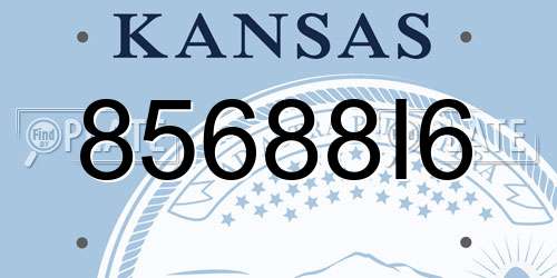 85688I6 Kansas License Plate