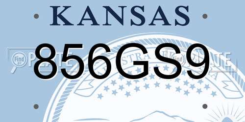 856GS9 Kansas License Plate