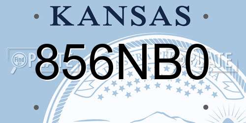 856NB0 Kansas License Plate