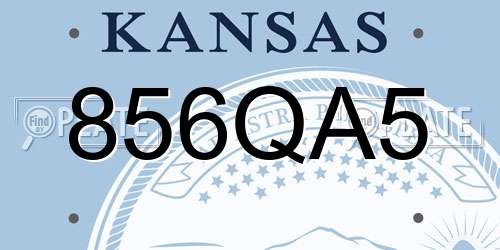856QA5 Kansas License Plate