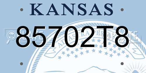 85702T8 Kansas License Plate