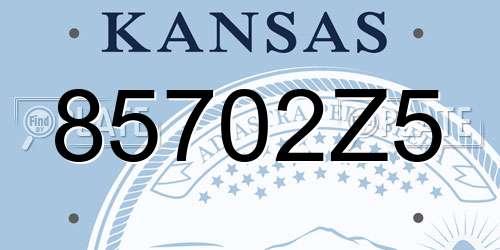 85702Z5 Kansas License Plate