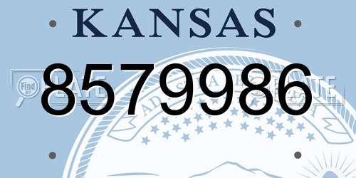 8579986 Kansas License Plate