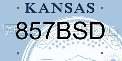857BSD Kansas License Plate