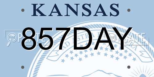 857DAY Kansas License Plate