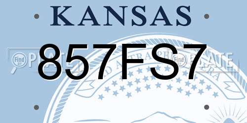 857FS7 Kansas License Plate