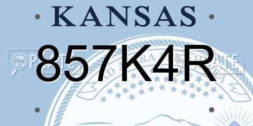 857K4R Kansas License Plate