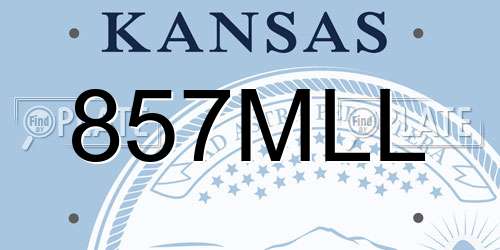 857MLL Kansas License Plate