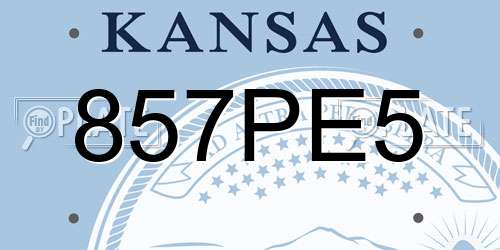 857PE5 Kansas License Plate