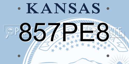 857PE8 Kansas License Plate