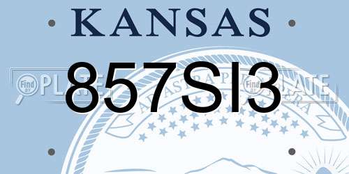857SI3 Kansas License Plate