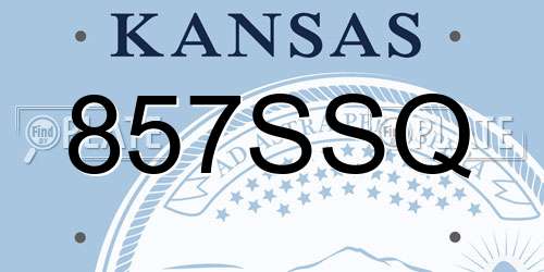 857SSQ Kansas License Plate